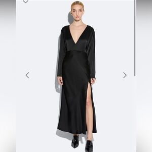 LAPOINTE satin v neck maxi dress with side slit